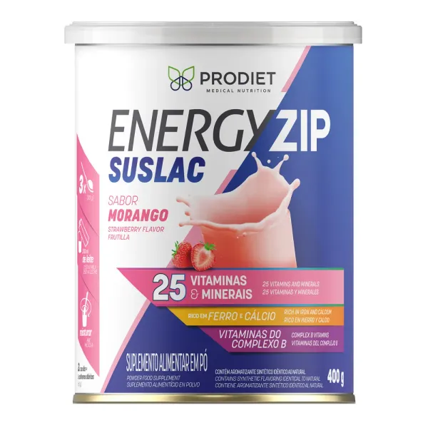 EnergyZip Suslac Prodiet Sabor Morango 400g - Drogaria Araujo