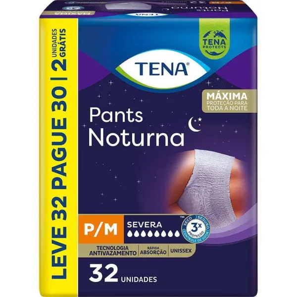 Roupa Íntima Tena Pants Noturna P/M 32 unidades Embalagem