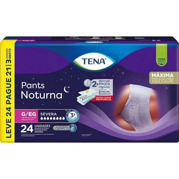 Roupa Íntima Tena Pants Noturna Tamanho G/EG Leve 24 Pague 21