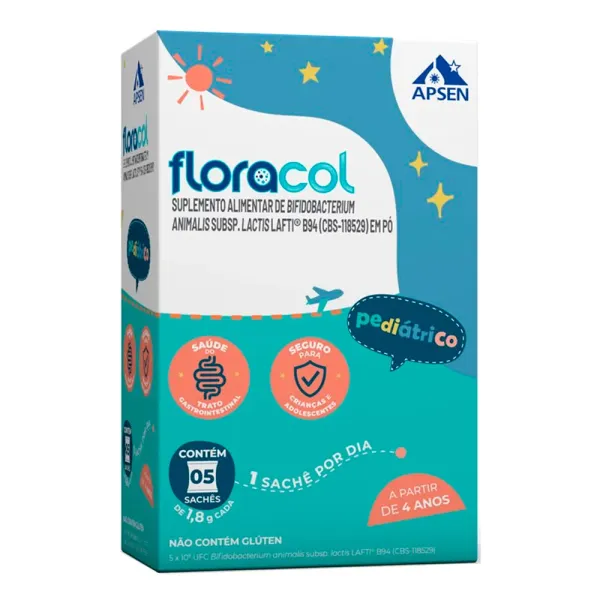 Floracol Pediátrico com 5 Saches de 1,8g cada - Drogaria Araujo