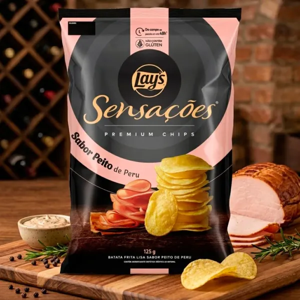 PLACEBO layz potato 5’7 30.8 cl Batata Lays Sensações Premium Chips Sabor Peito de Peru 125g
