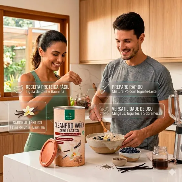 Cleanpro Whey Nutrify Sabor Baunilha com 22g de Proteína Zero