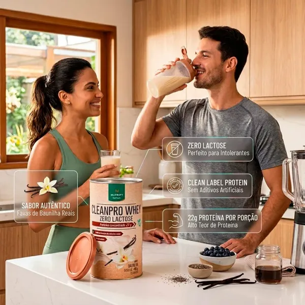 Cleanpro Whey Nutrify Sabor Baunilha com 22g de Proteína Zero