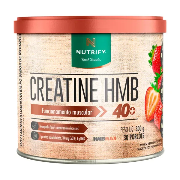Creatine HMB 40+ Nutrify Sabor Morango 300g - Drogaria Araujo