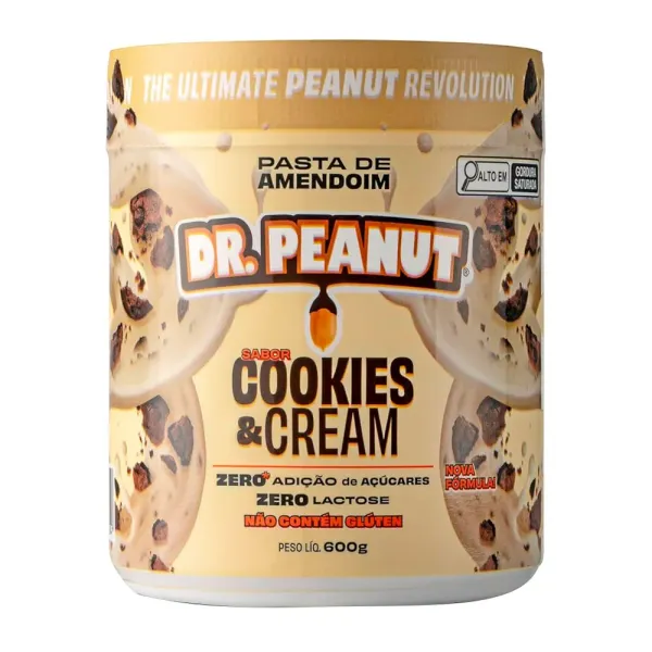 Pote Pasta de Amendoim Dr. Peanut Power Cream Cookies e Cream com Whey Protein 600g