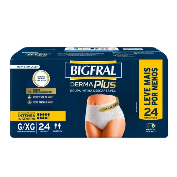 Roupa Íntima Descartável Unissex Bigfral Derma Plus Tamanho G/XG