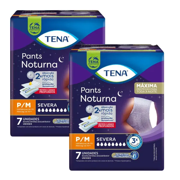 Kit 2 Roupa Íntima Tena Pants Noturna P/M 7 Unidades - Drogaria Araujo
