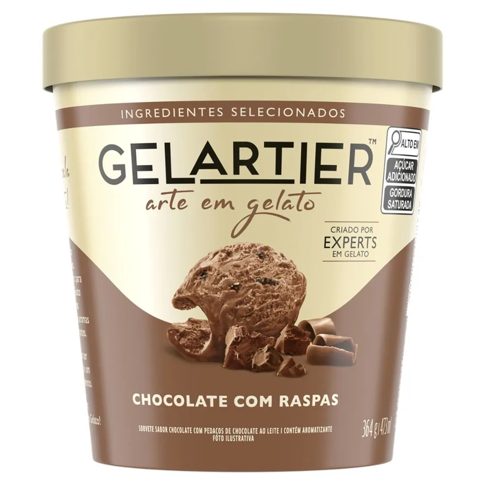 437ml Sorvete Gelartier Chocolate com Raspas 437ml - Drogaria Araujo