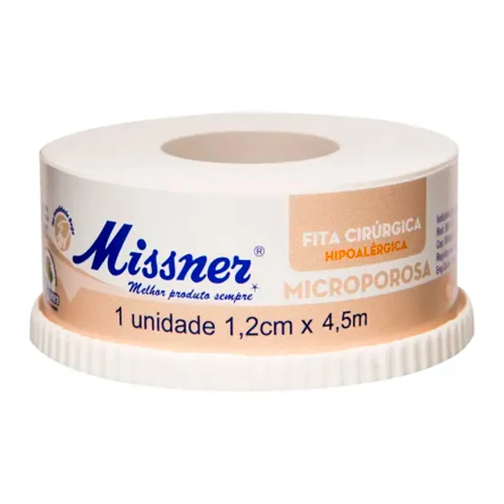 Fita Cirúrgica Missner Microporosa Hipoalérgica Bege 4,5cm x 1,2m 1 Unidade