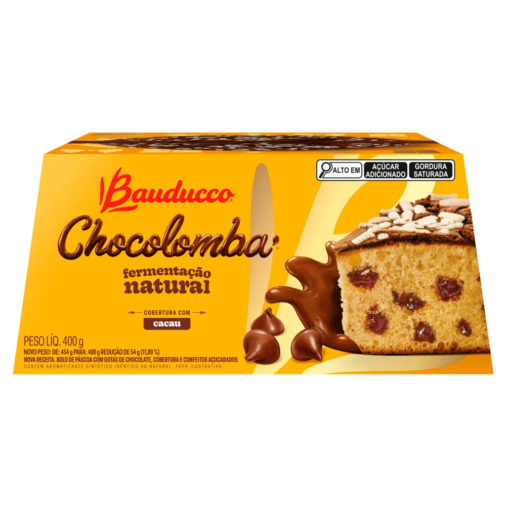 Chocolomba Bauducco com Gotas de Chocolate Cobertura e Confeitos Açucarados 400g