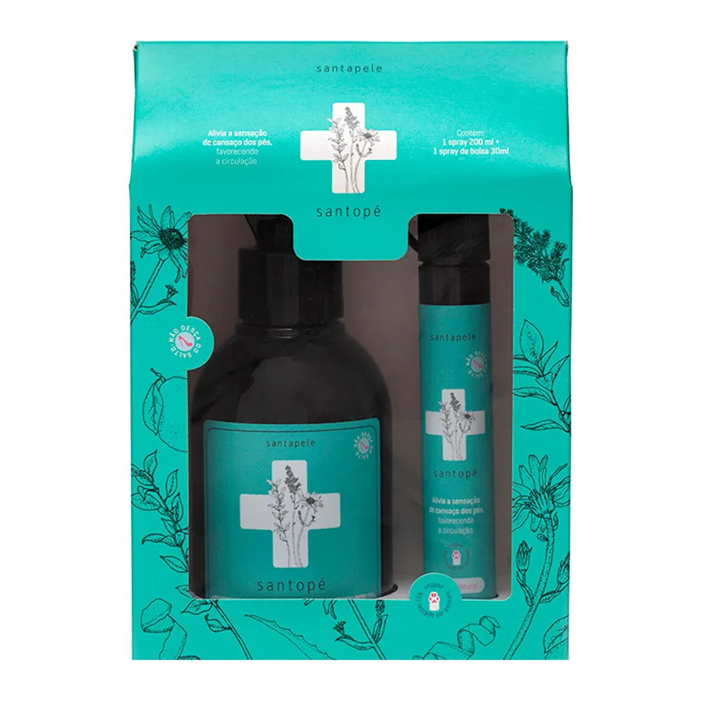 Kit Santopé Alivio dos Pés Santapele Spray 200ml e Santapele Spray de Bolsa 30ml