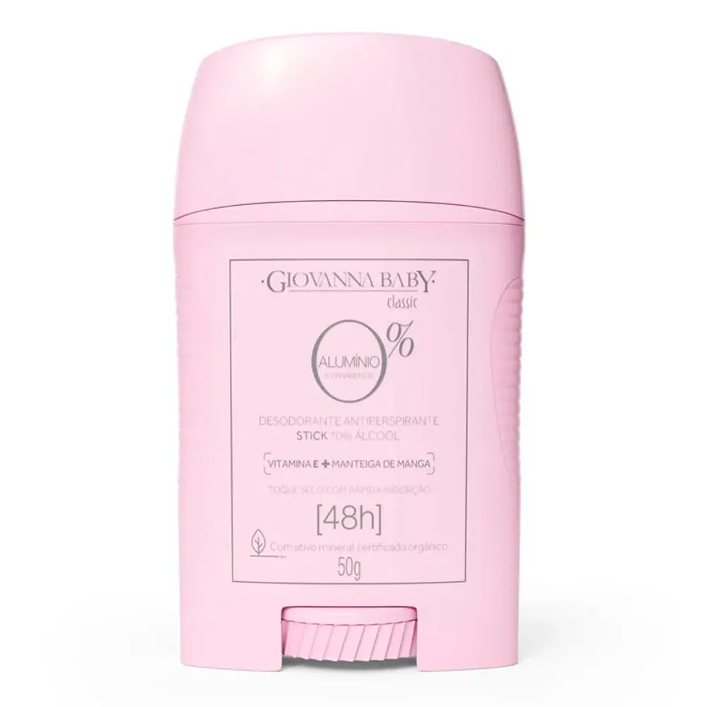 Desodorante Giovanna Baby Classic 0% Alumínio Antiperspirante 48h Stick 50g