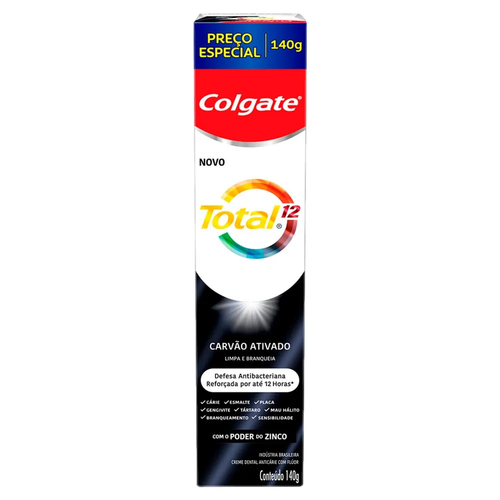 Creme Dental Colgate Total 12 Carvão Ativado 140g