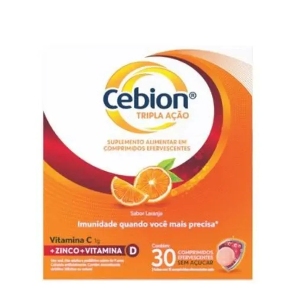 Cebion Tripla Ação Vitamina C Zinco e Vitamina D com 30 Comprimidos Efervescentes
