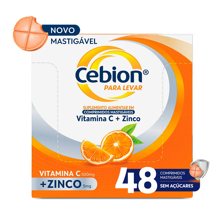 Cebion para Levar Vitamina C + Zinco com 4 Comprimidos Mastigáveis