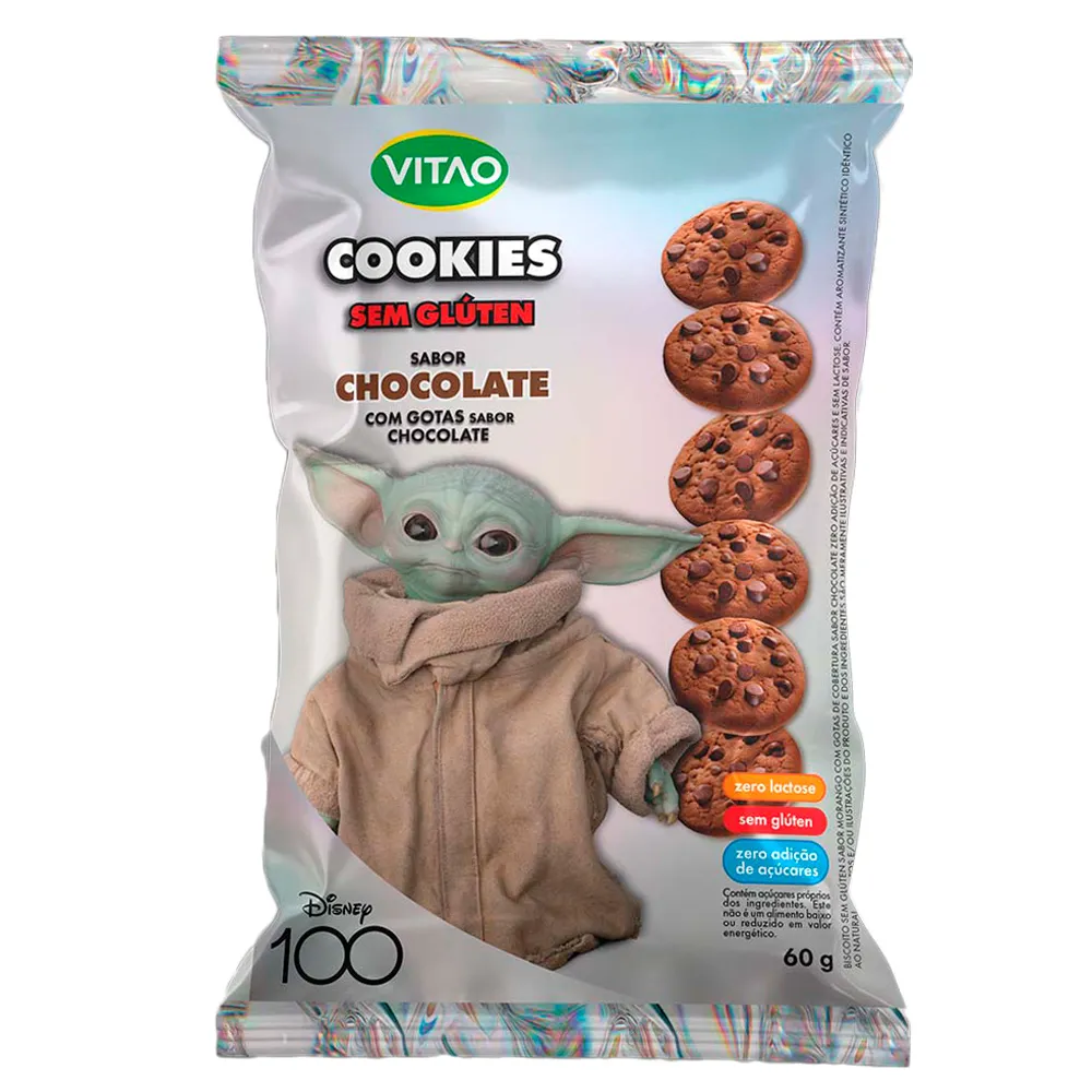Biscoito Cookies Vitao Disney 100 Sabor Chocolate Sem Glúten 60g