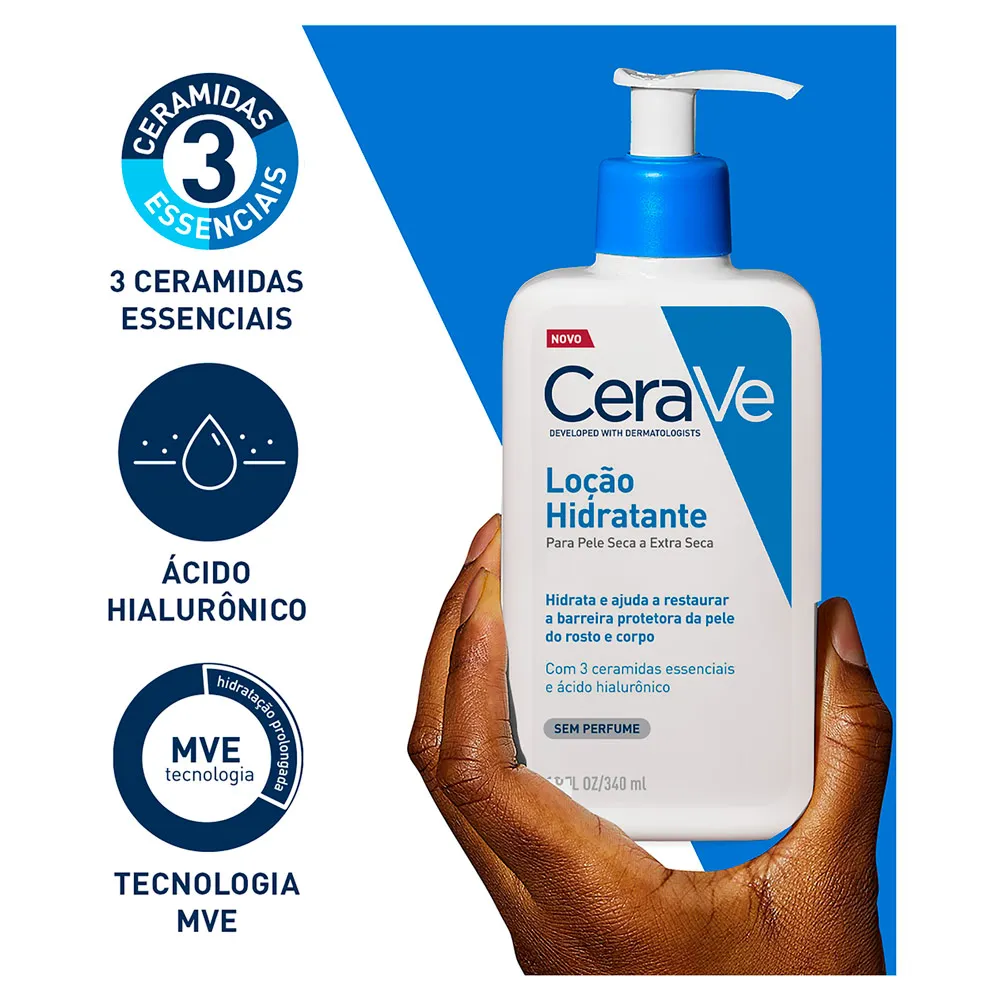 Loção Hidratante CeraVe Peles Secas e Extra Seca Sem Perfume 340ml