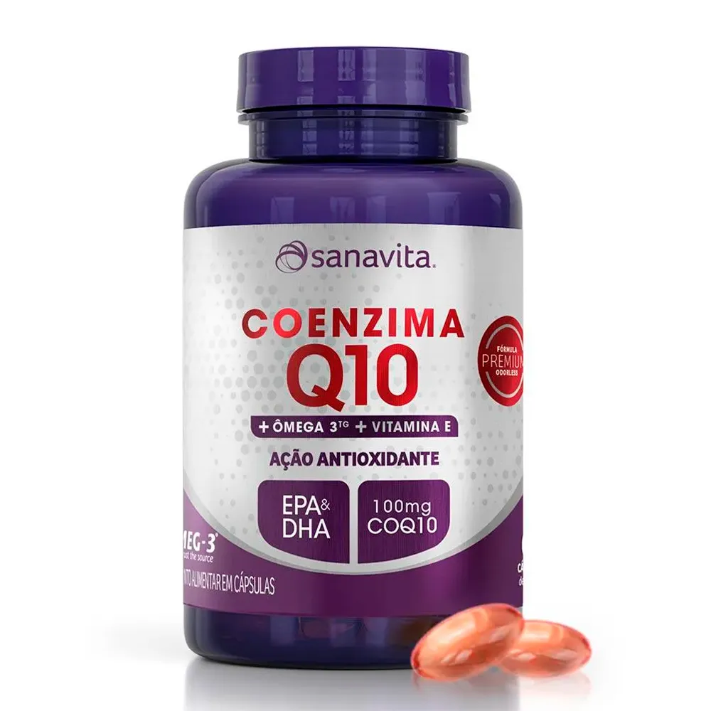 Coenzima Q10 + Ômega 3 Sanavita com 60 Cápsulas