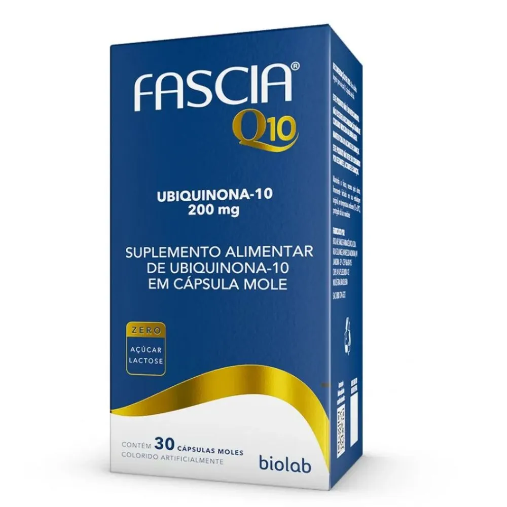 Fascia Q10 Suplemento Alimentar Ubiquinona-10 200mg com 30 Cápsulas Mole