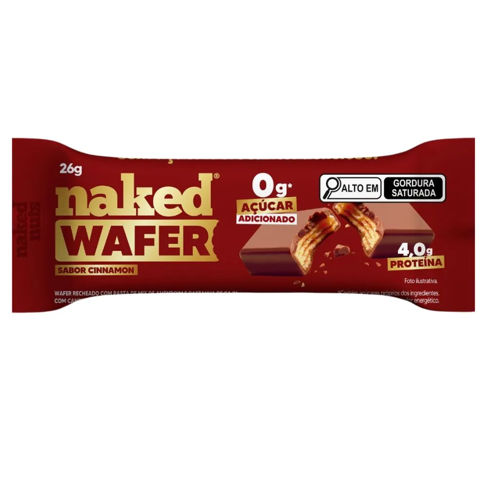 Naked Wafer 4g de Proteína Sabor Cinnamon Zero Açúcar 26g