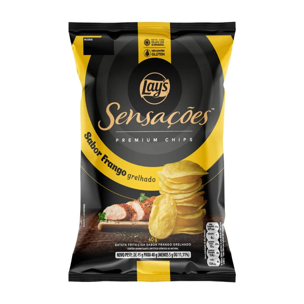 Batata Lays Sensações Premium Chips Sabor Frango Grelhado 70g