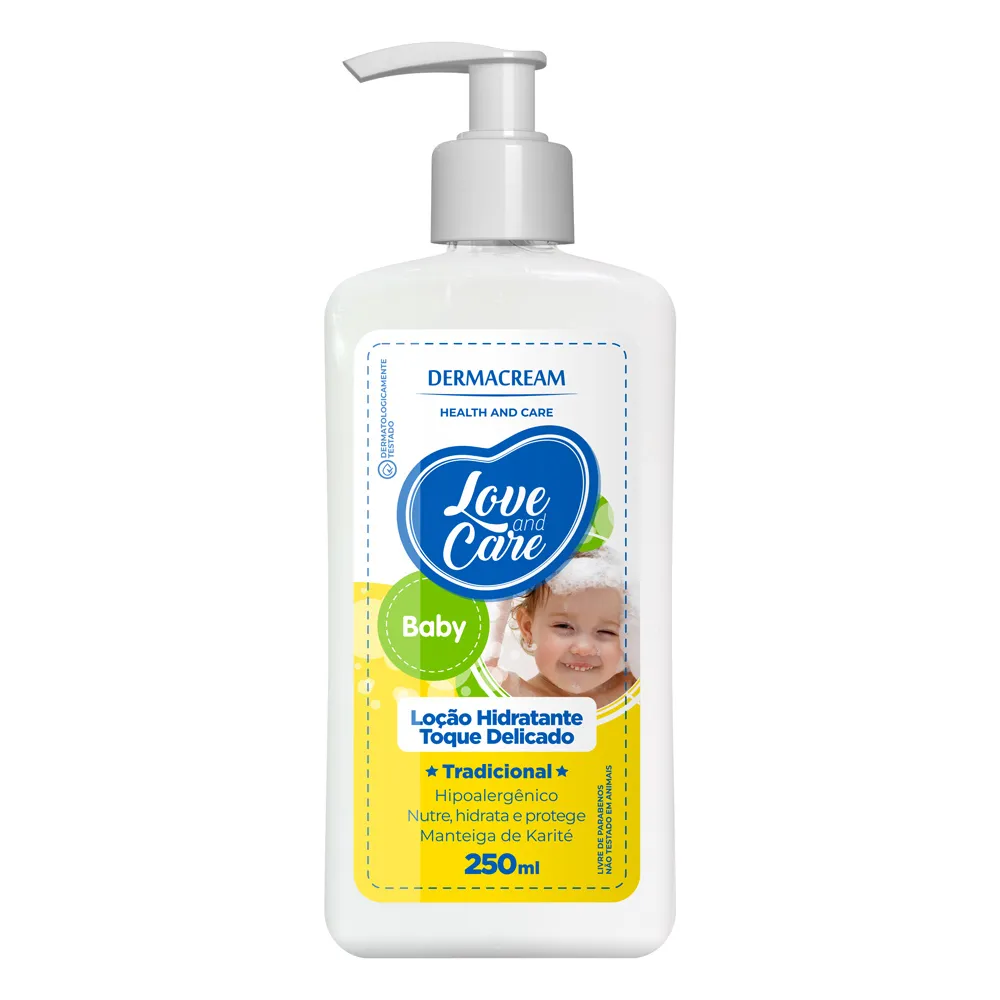 Loção Hidratante Dermacream Love and Care Baby Toque Delicado Tradicional 250ml