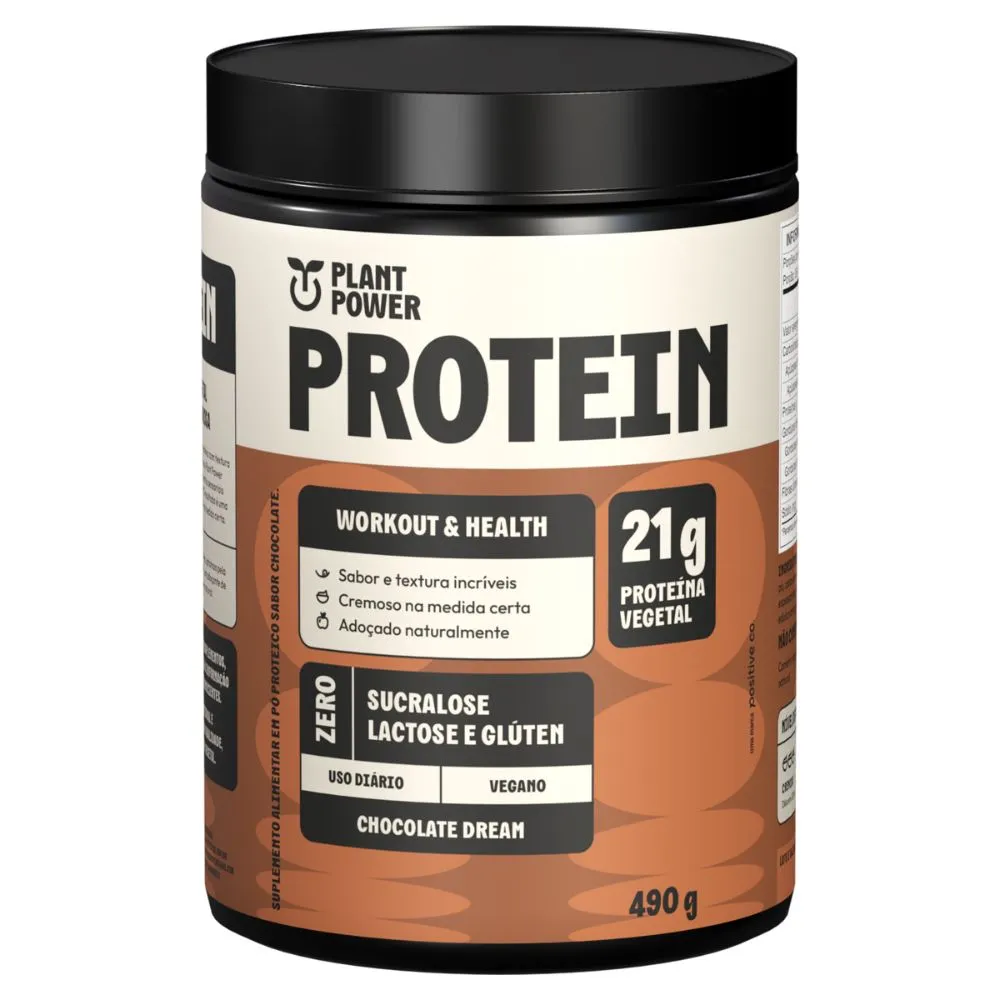 Protein Plant Power Workout & Health 21g de Proteína Vegetal Sabor Chocolate Dream 490g