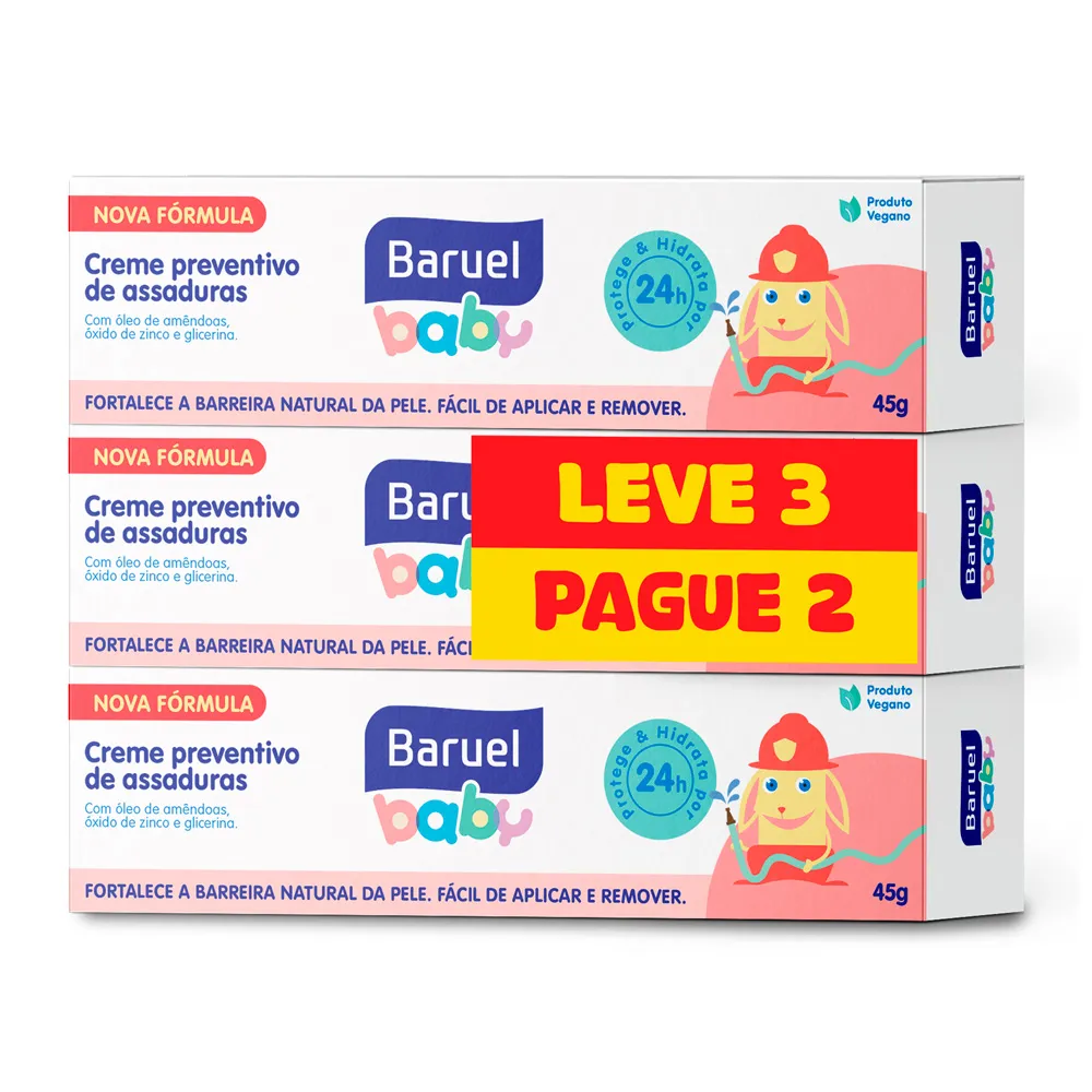 Creme Preventivo de Assaduras Baruel Baby com 3 Unidades de 45g cada