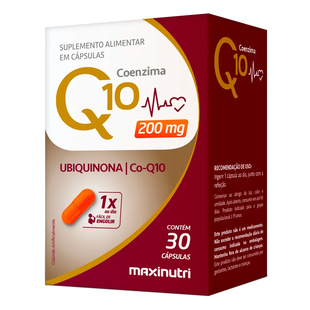 Coenzima Q10 200mg Maxinutri com 30 Cápsulas