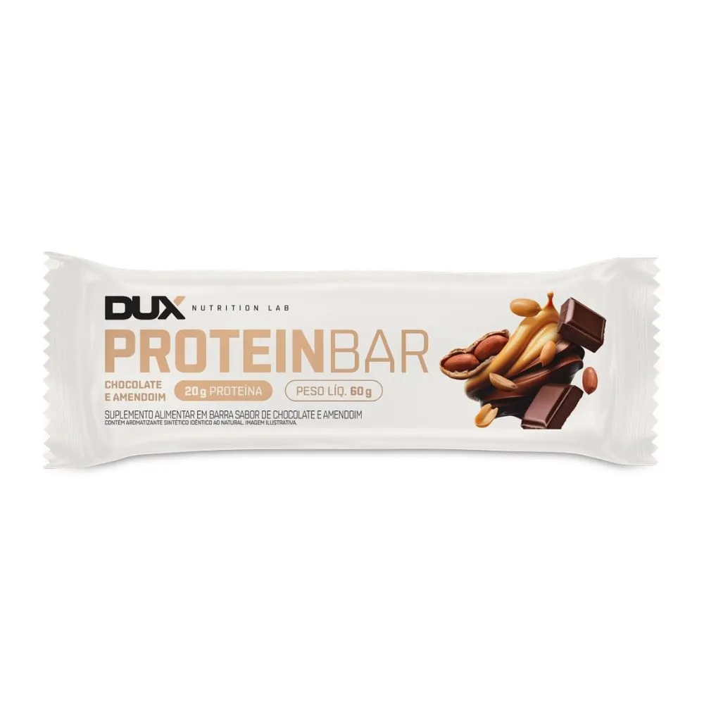 Barra de Proteína Dux Proteibar Chocolate e Amendoim 20g de Proteína com 60g