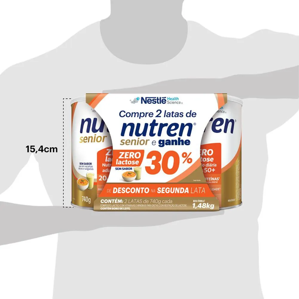 Nutren Senior Composto Lácteo Zero Lactose Sem Sabor 1,48kg Ganhe