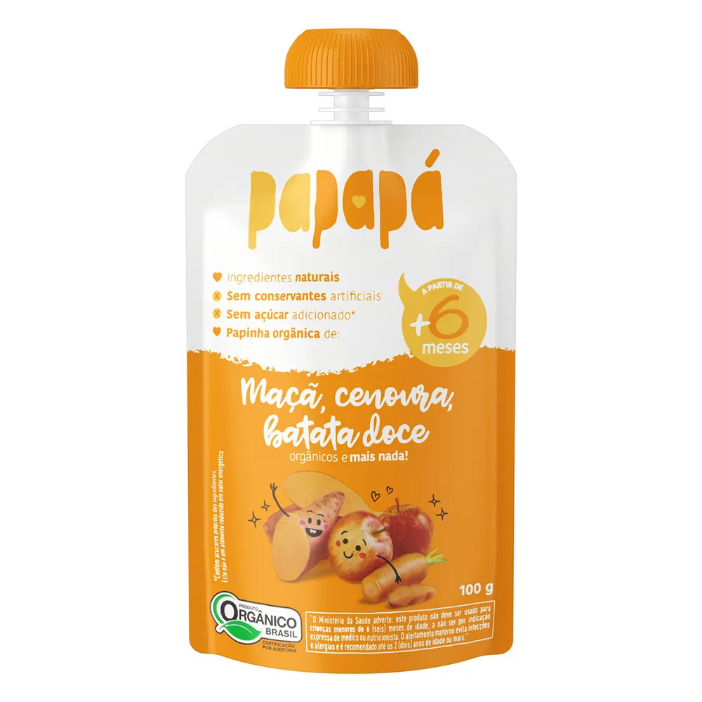 Papinha Papapá Orgânica Maçã, Cenoura, Batata-Doce 100g