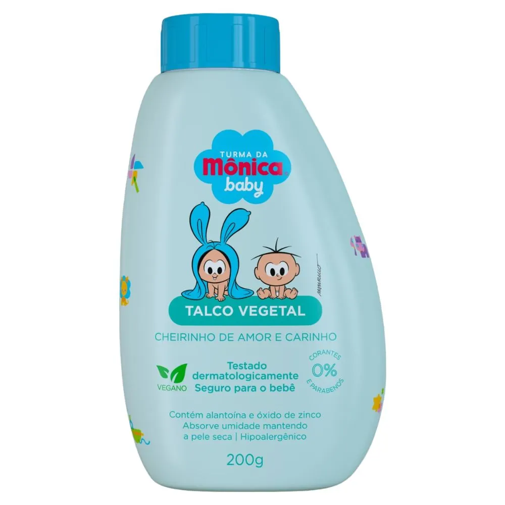 Talco Vegetal Turma da Mônica Baby Cheirinho de Amor e Carinho 200g