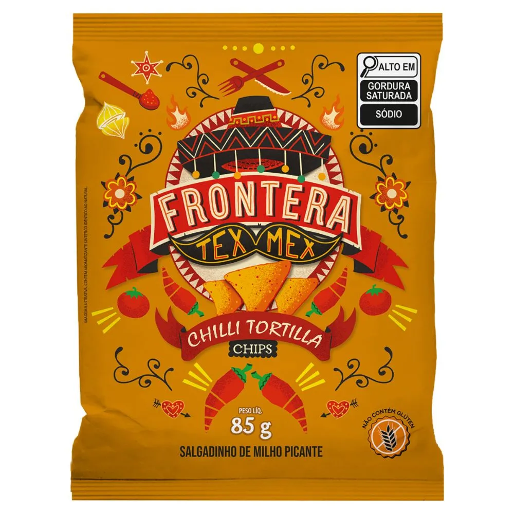 Salgadinho de Milho Frontera Tex Mex Chilli Tortilla Picante 85g