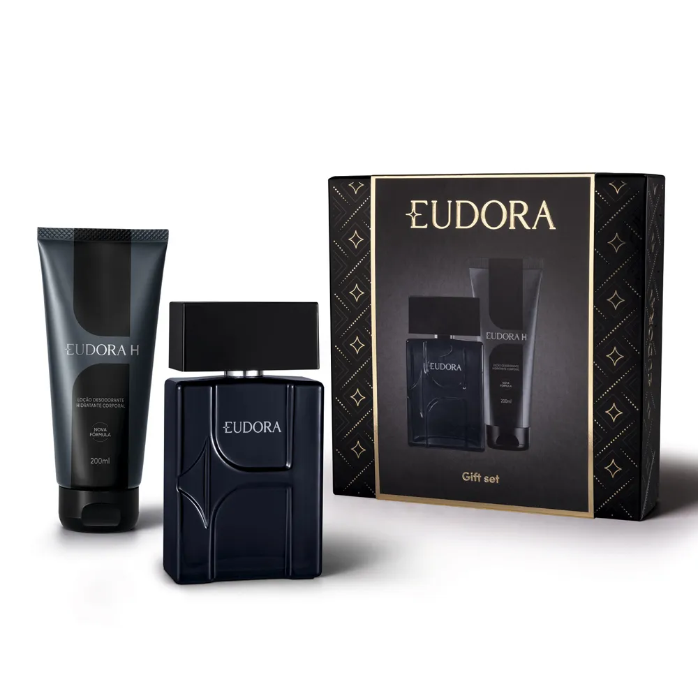 Estojo Eudora H Gift Set Desodorante Colônia e Desodorante Hidratante Corporal Dia dos Pais