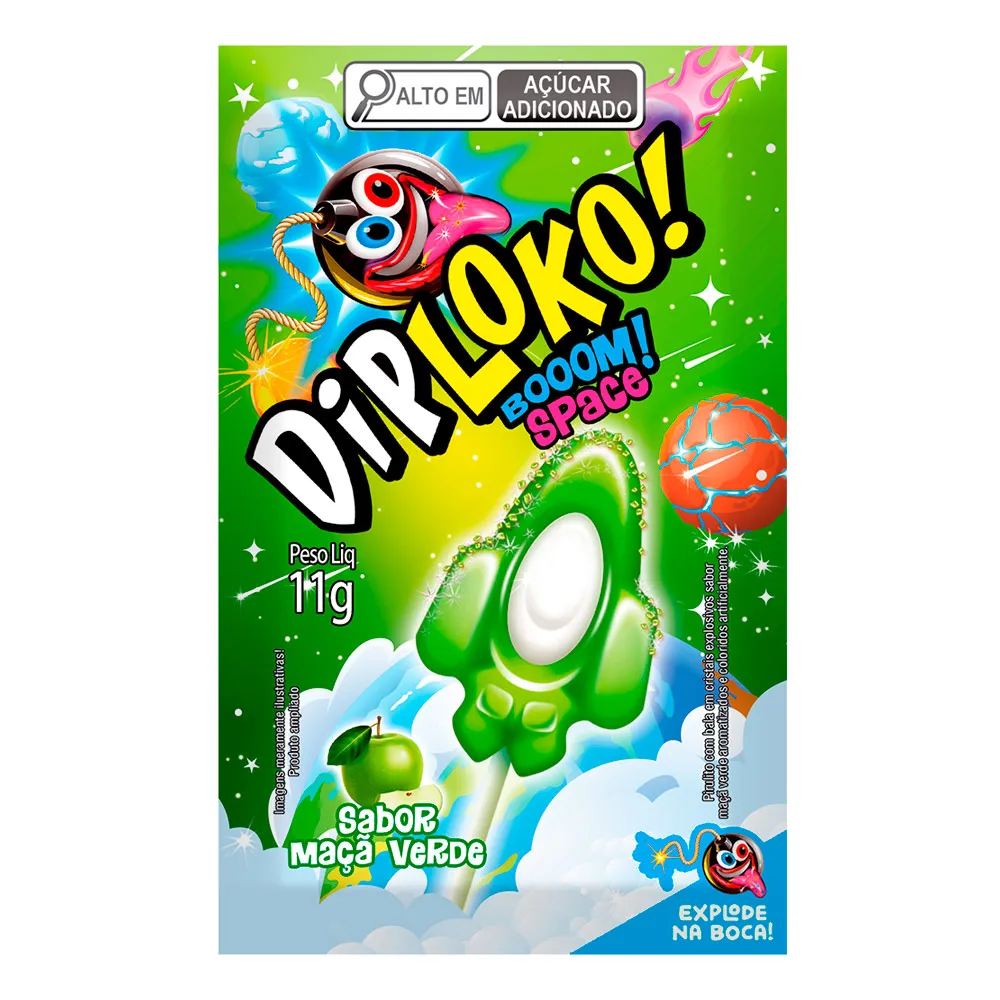 Pirulito DipLoko Boom Space Sabores Sortidos 11g - Drogaria Araujo