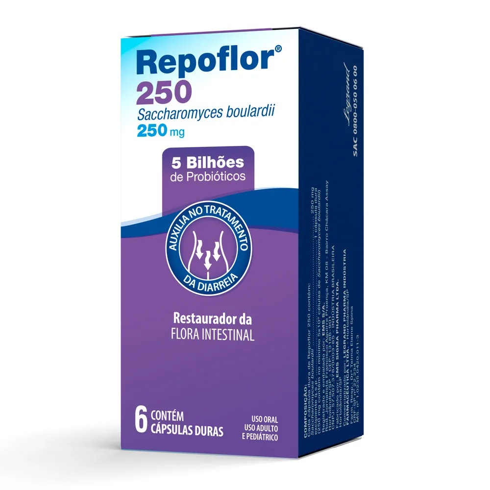 Repoflor 250mg com 6 Cápsulas Duras - Drogaria Araujo