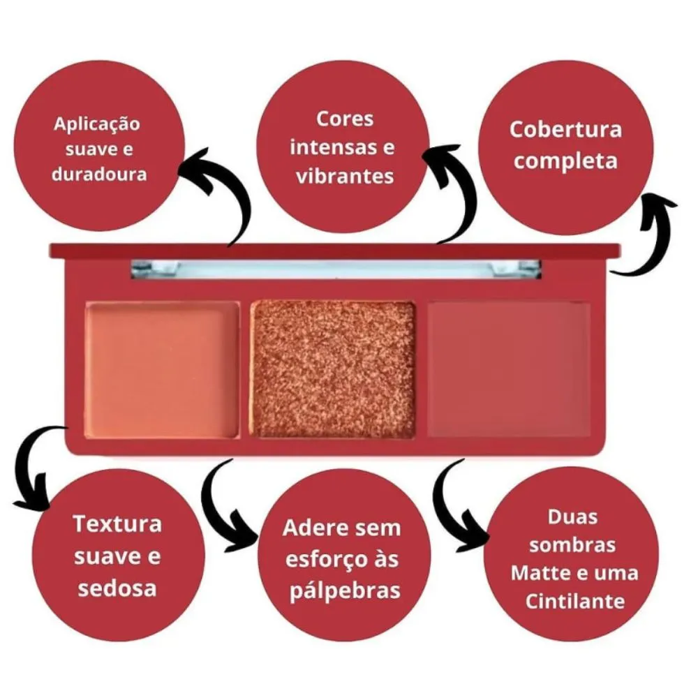 Sombra Ruby Rose Trio Viver Inesquecível HBF5281 - Drogaria Araujo