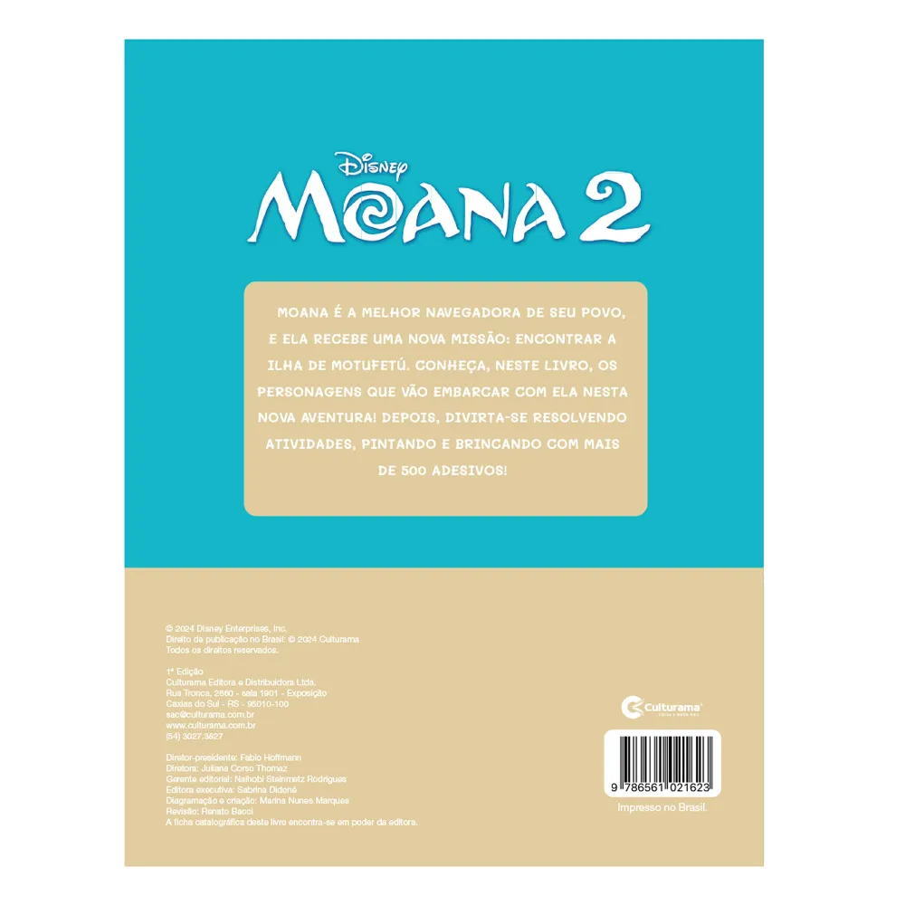 Livro Culturama Moana 2 com 500 Adesivos - Drogaria Araujo