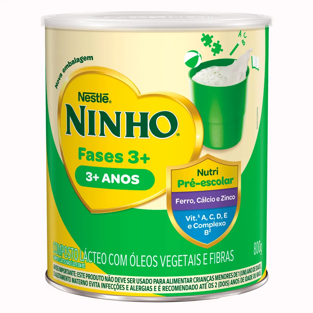 Ninho Fases 3+ Anos Composto Lácteo Nutri Pré Escolar 800g - Drogaria ...