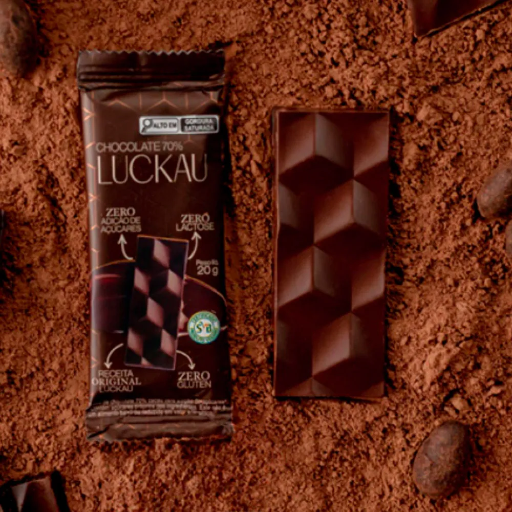 Chocolate 70% Luckal Zero Açúcar e Zero Lactose 20G - Drogaria Araujo