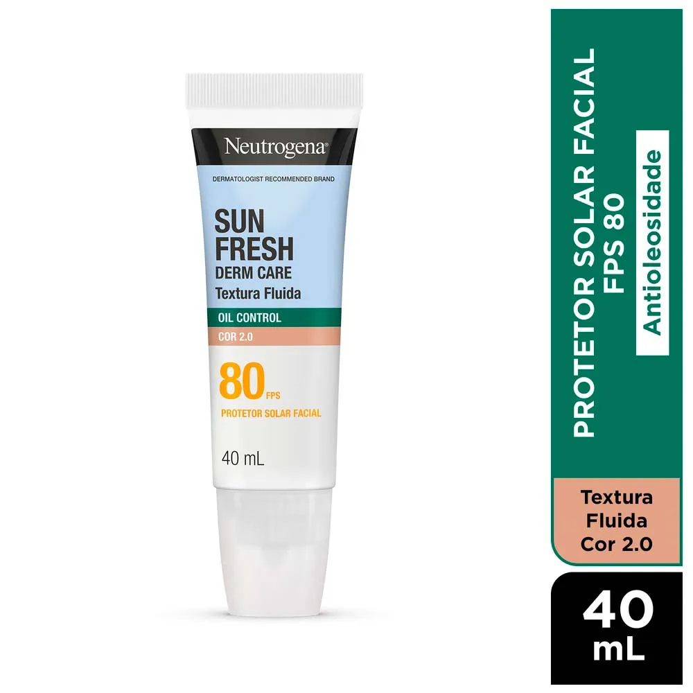 Protetor Solar Facial Neutrogena Sun Fresh Derm Care FPS80 Cor 2.0