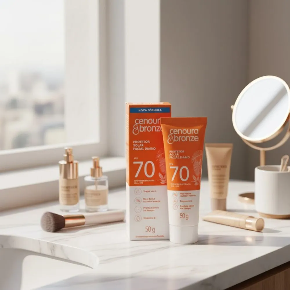 Protetor Solar Facial Diário Cenoura e Bronze FPS 70 Toque Seco