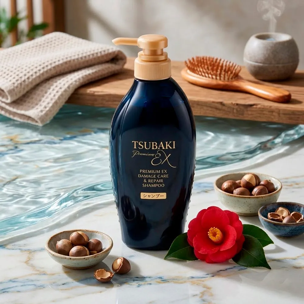 Shampoo Tsubaki Premium EX Damage Care e Repair 490ml - Drogaria