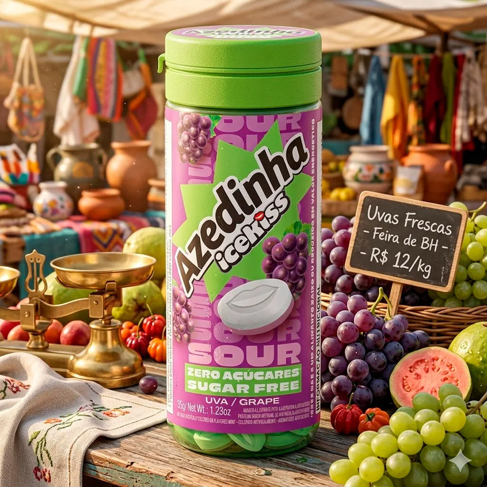 Pastilha IceKiss Azedinha Uva Sem Açúcar 35g - Drogaria Araujo