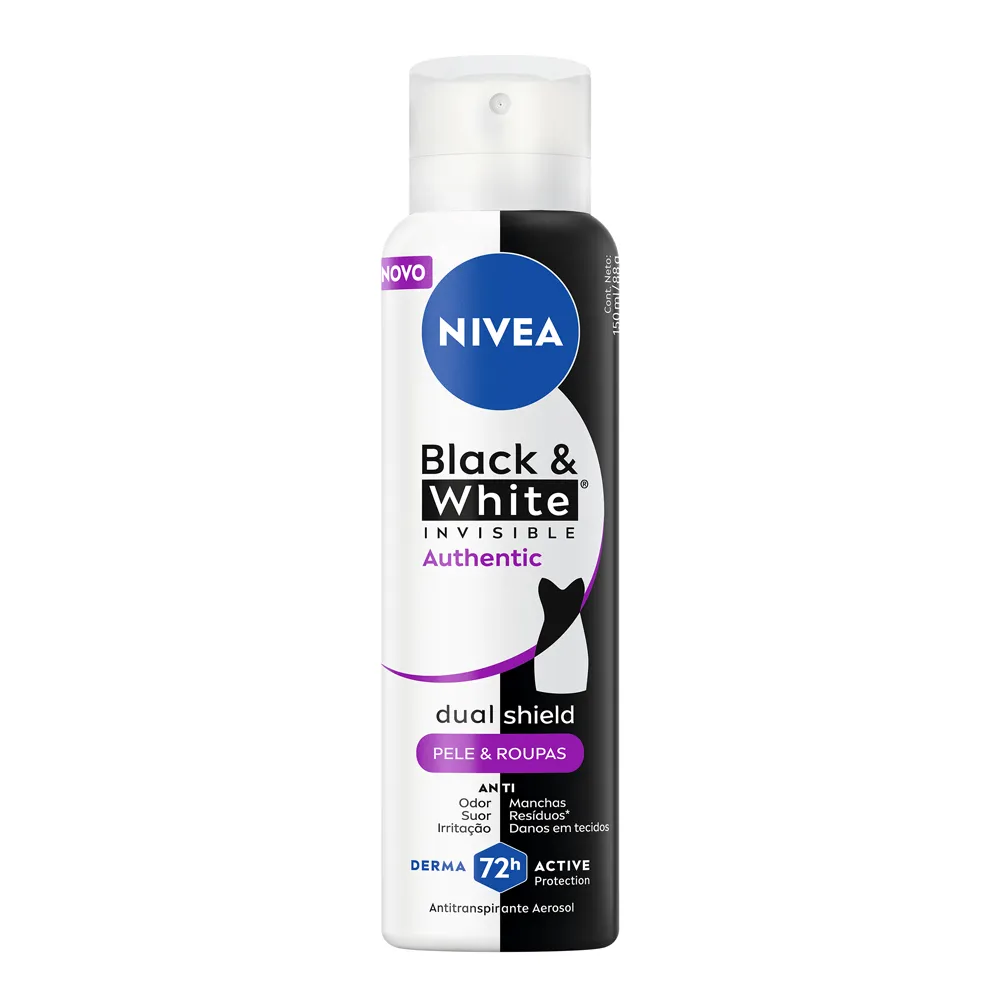 Desodorante Nivea Aerosol Black White Invisible Authentic Pele e