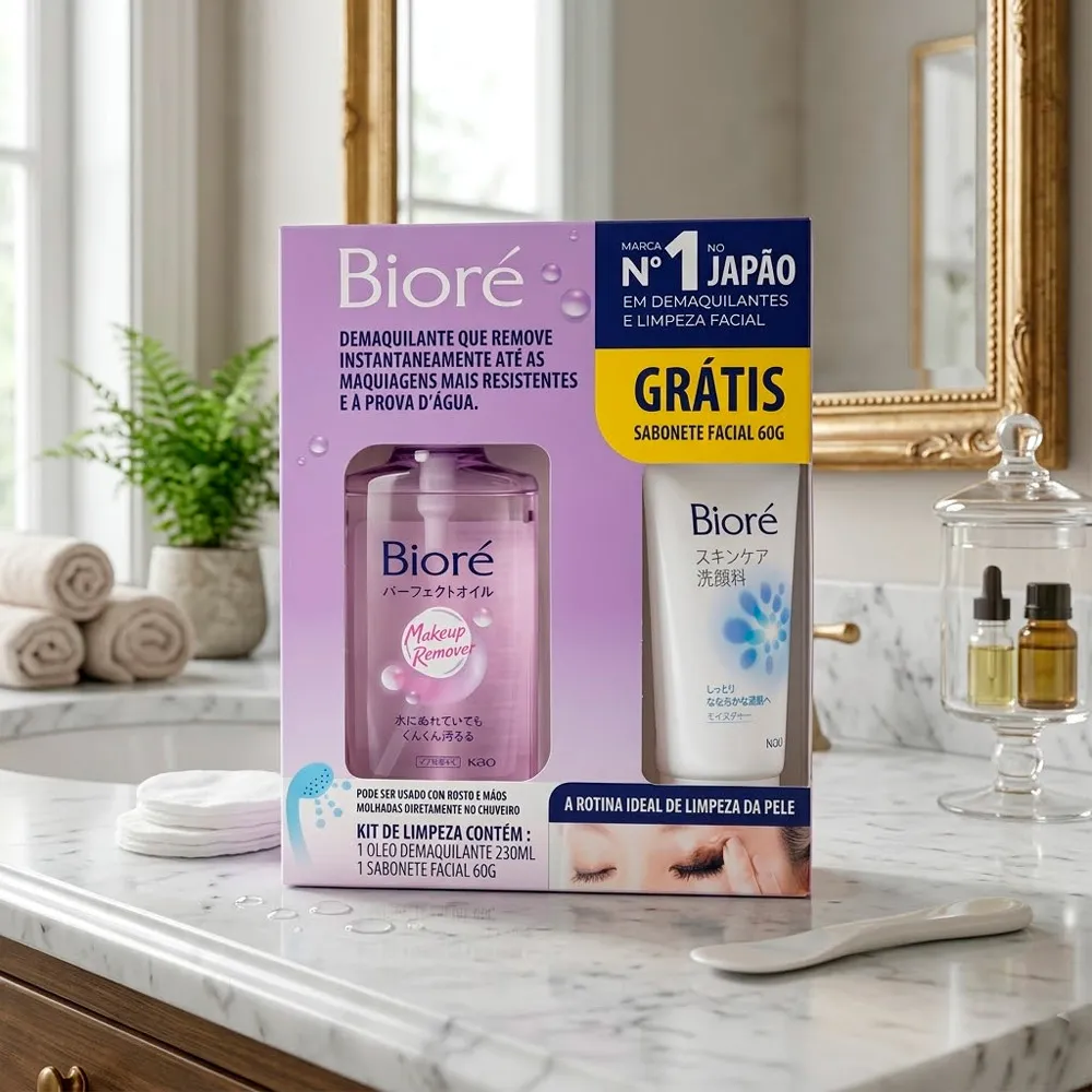 Biore Make up Remover 24個セット Kit de Limpeza Facial Bioré Óleo Demaquilante 230ml e Ganhe