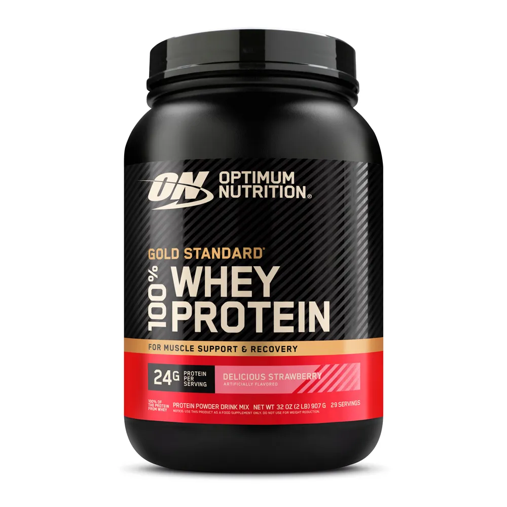 On Optimum Nutrition 100% Whey Protein Gold Standard Morango em