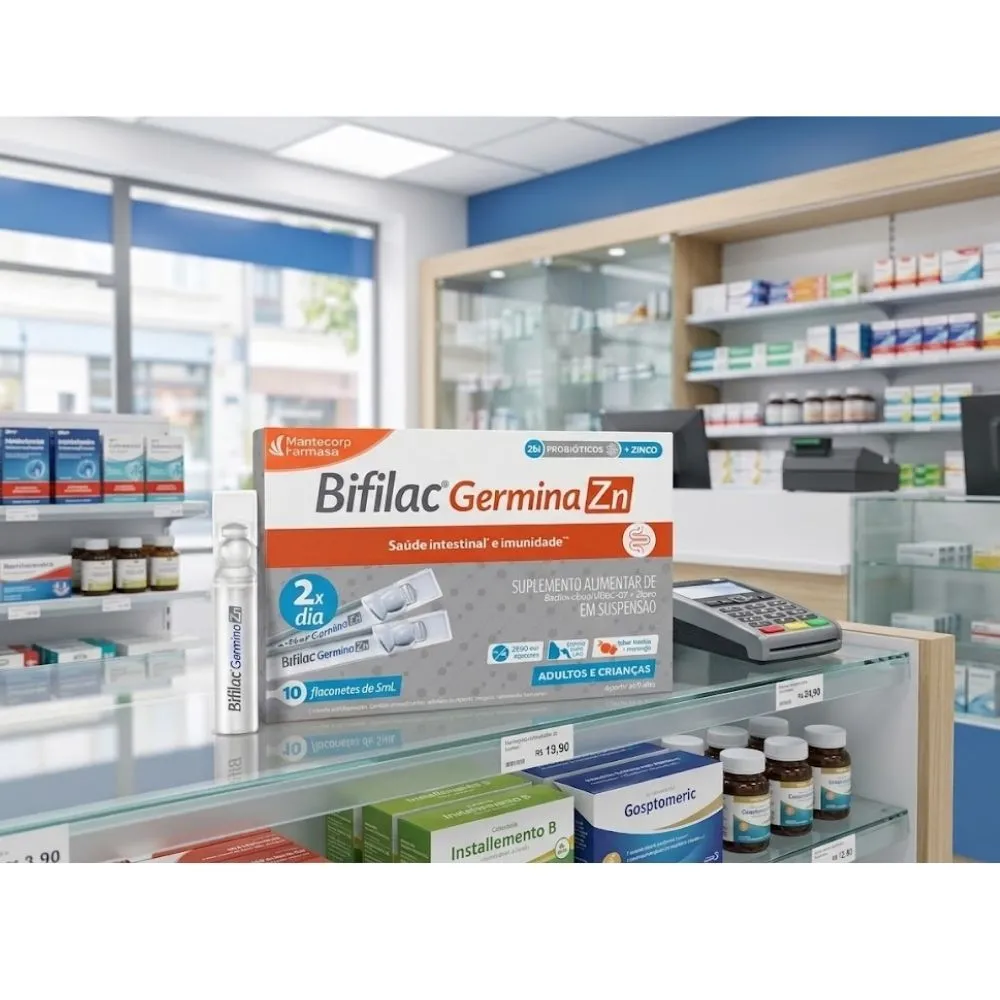 Bifilac Germina Zn Laranja e Morango com 10 Flaconetes | Drogaria