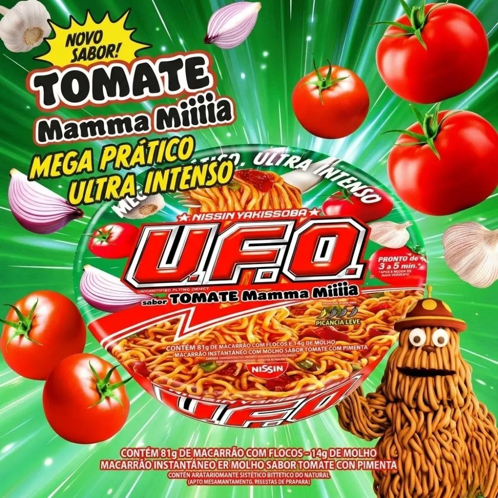 Macarrão Ufo Nissin Yakissoba Sabor Tomate Mamma Mia 95g